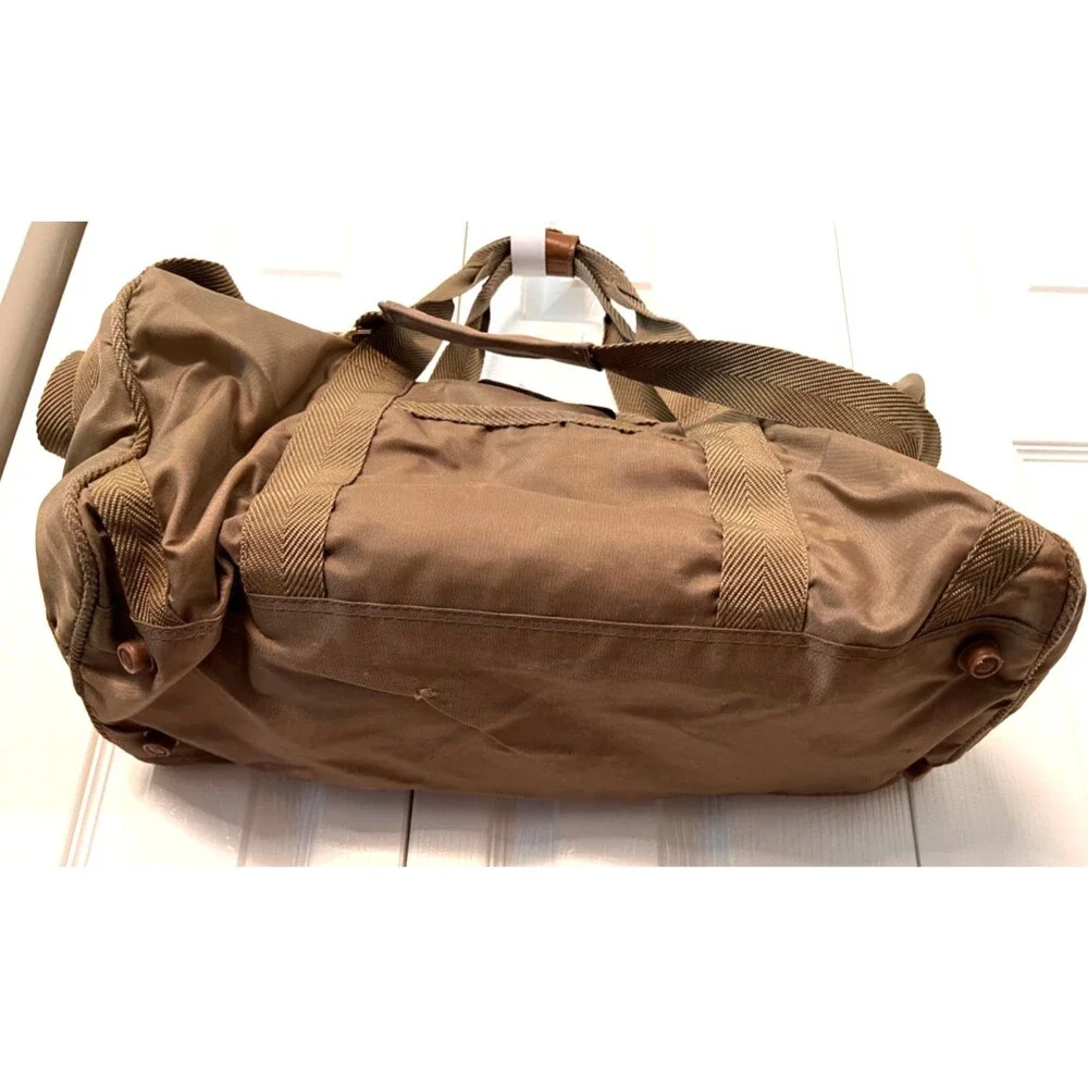 Vintage PIERRE CARDIN Duffle Travel Gym Weekend Bag Nylon Khaki Shoulder Strap